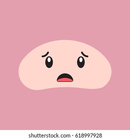 Emoji,emoticon,smile Icon In Kawaii,cartoon Style. Sad,suprised Face