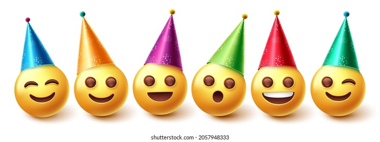 Emojis Birthday Characters Vector Set Emoji Stock Vector (Royalty Free ...