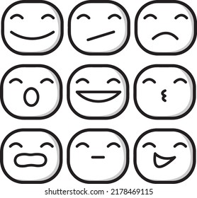 Emojis in black and white that convey different emotions.
