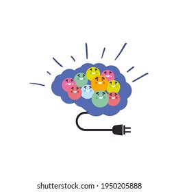 emojis in brain with plug