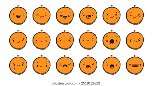 Emojis, different expressions. Trendy vector illustration.