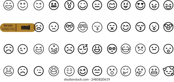 Emojis, different expressions. Vector faces. 