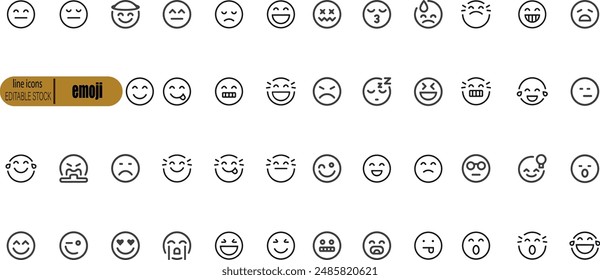 Emojis, different expressions. Vector faces. 