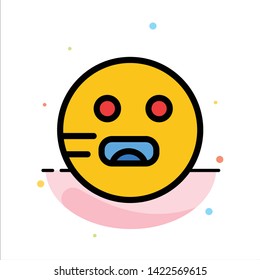 Emojis, Emoticon, Hungry, School Abstract Flat Color Icon Template