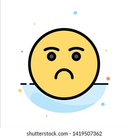 Emojis, Emotion, Feeling, Sad Abstract Flat Color Icon Template