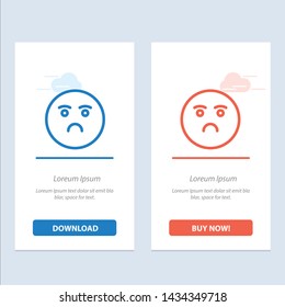 Emojis, Emotion, Feeling, Sad  Blue and Red Download and Buy Now web Widget Card Template