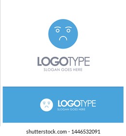 Emojis, Emotion, Feeling, Sad Blue Solid Logo with place for tagline