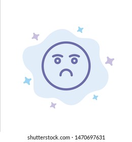 Emojis, Emotion, Feeling, Sad Blue Icon on Abstract Cloud Background. Vector Icon Template background