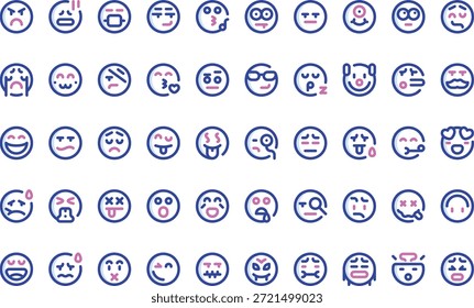 Iconos de emojis y expresiones Icono de Vector simple. Plantilla de diseño de símbolos de ilustración para elemento de interfaz de usuario móvil de Web.