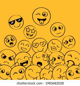 emojis expressions in yellow background