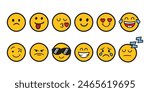 Emojis faces icon in hand drawn style. Doddle emoticons vector illustration on isolated background. Happy and sad face sign business concept.