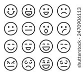 Emojis faces icon in hand drawn style. Doddle emoticons vector illustration on isolated background. Happy and sad face sign business concept.