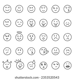 Emojis faces icon in hand drawn style. Doddle emoticons vector illustration on isolated background. Happy and sad face sign business concept.