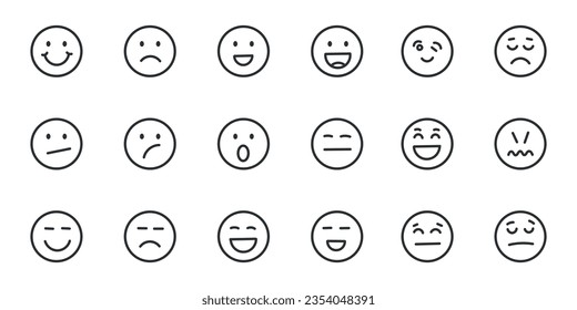 Emojis faces icon in hand drawn style. Doddle emoticons vector illustration on isolated background. Happy and sad face sign business concept.