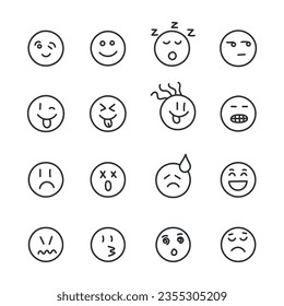 Emojis faces icon in hand drawn style. Doddle emoticons vector illustration on isolated background. Happy and sad face sign business concept.