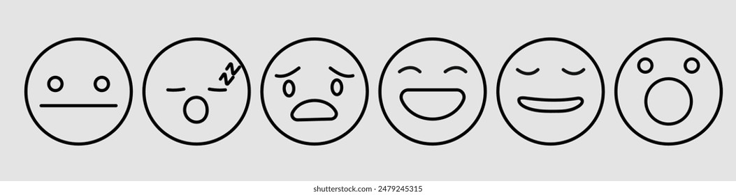 Emojis faces icon in hand drawn style. Doddle emoticons vector illustration on isolated background. Happy and sad face sign business concept.
