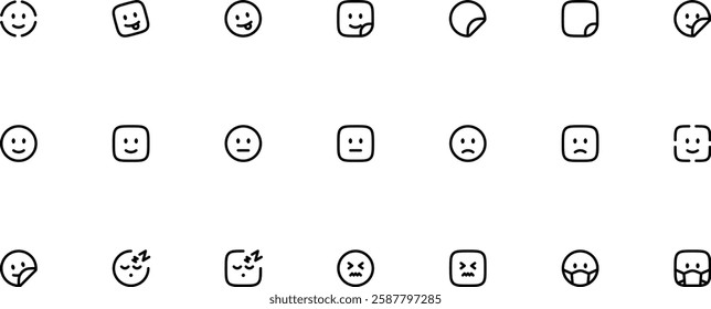 Emojis faces icon in hand drawn style. Doddle emoticons vector illustration on isolated background. Happy and sad face sign business concept.
