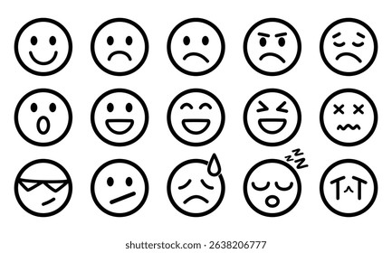 Emojis faces icon in hand drawn style. Doodle emoticons vector illustration on isolated background.