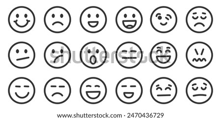 Emojis faces icon in hand drawn style. Doddle emoticons vector illustration on isolated background. Happy and sad face sign business concept.