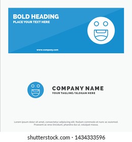 Emojis, Happy, Motivation SOlid Icon Website Banner and Business Logo Template