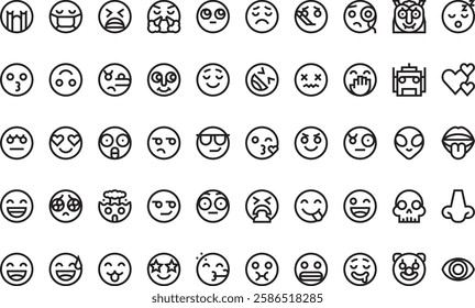Emojis icons High-Quality Vector Icons Collection with Editable Stroke. Ideal for Professional and Creative Projects.