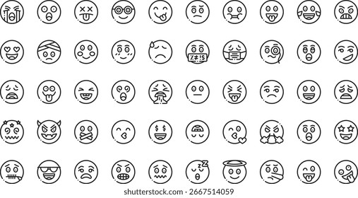 Iconos de emojis Colección de iconos vectoriales de alta calidad con trazo editable. Ideal para Profesional y proyectos creativos