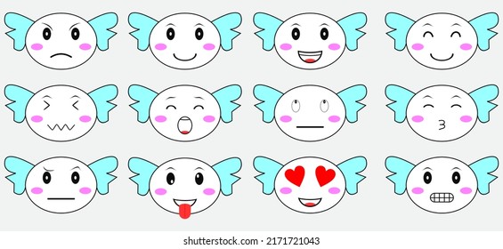 Emojis set with different expressions, vector illustration