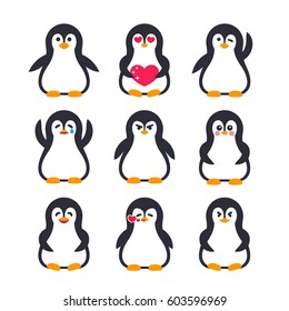 emojis set, pinguin character