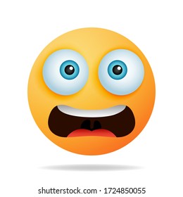 Los emoticones están conmocionados, tensos, asustados, asombrados - un rostro amarillo con una expresión de miedo y sorpresa. el concepto de emoticonos. ilustración vectorial