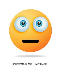 Emojis are shocked, tense, scared, amazed - a yellow face with an expression of fear and surprise. the concept of emoticons. vector illustration