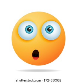 Emojis are shocked, tense, scared, amazed - a yellow face with an expression of fear and surprise. the concept of emoticons. vector illustration