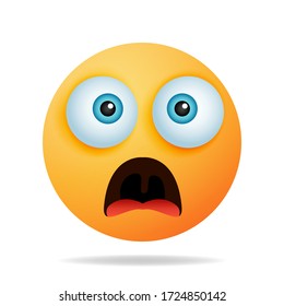 Emojis are shocked, tense, scared, amazed - a yellow face with an expression of fear and surprise. the concept of emoticons. vector illustration