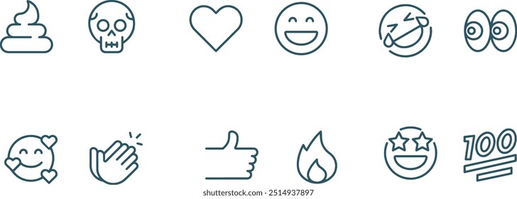 emojis vector line icons set