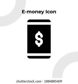 E-Money Icon with Glyph Style, Vector Editable 