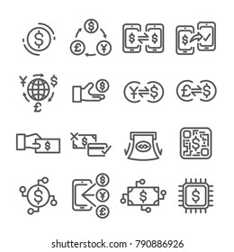 E-money line icon concept. editable stroke. vector illustration. 