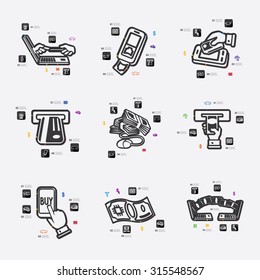 e-money line infographic illustration. Fully editable vector file