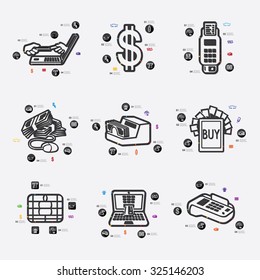 e-money line infographic illustration. Fully editable vector file