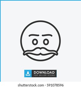 emot with mustache icon. Simple outline emot with mustache vector icon. On white background.