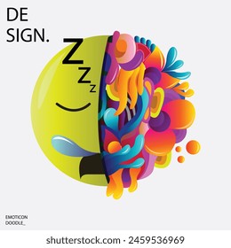 Emot sleep icon doodle colorful for banner, poster, flyer, logo, shirt, media social content