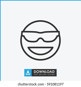 emot in sun glasses icon. Simple outline emot in sun glasses vector icon. On white background.