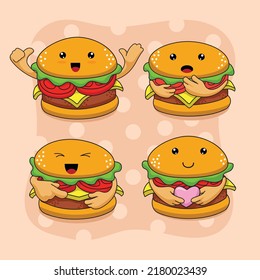 Emote Mascot Burger Icon con 4 variaciones de emote