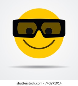 Emoticon with 3d glasses in a flat design