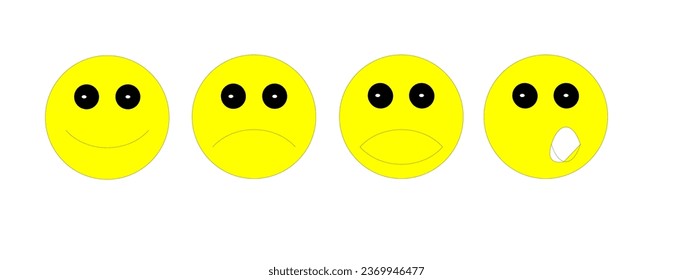 emoticono con 4 expresiones amarillas