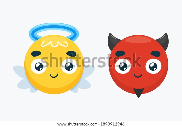 Emoticon Angel Devil Isolated Vector Illustration Stock Vector (Royalty ...