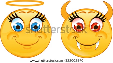 Emoticon Angel Devil Smiley Stock Vector (Royalty Free 