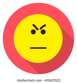 Emoticon angry face. Angry emoji. Isolated vector illustration on white background. Emoji long shadow icon.