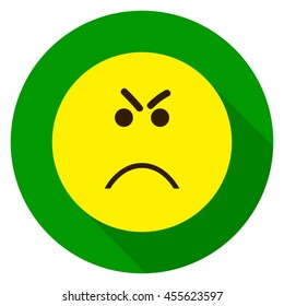 Emoticon angry face. Angry emoji. Isolated vector illustration on white background. Emoji long shadow icon.