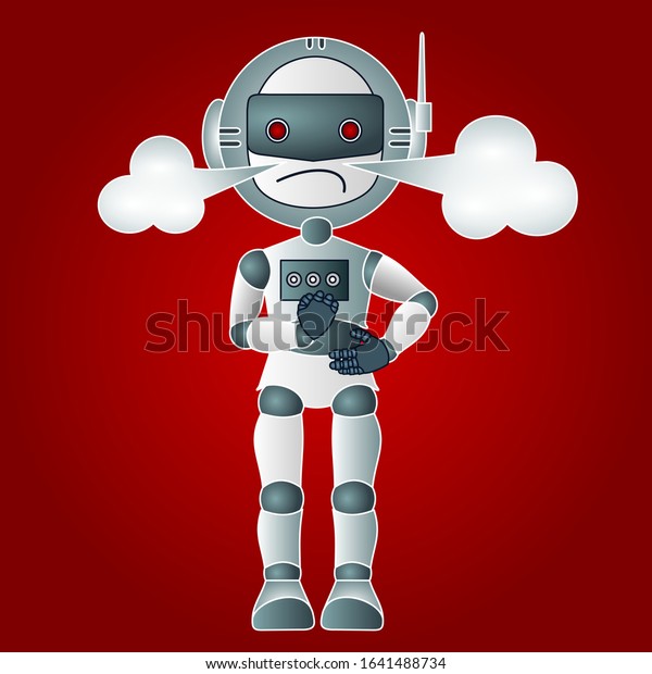 Tacón Revolucionario Deber Emoticon Angry Robot Red Eyes Color: vector de stock (libre de regalías)  1641488734 | Shutterstock