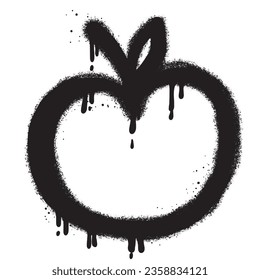 Emoticon apple graffiti with black spray paint.vector illustration.