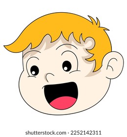 emoticon baby boy blonde head laughing. vector design illustration art